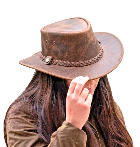 Genuine leather outback hat - genuine,