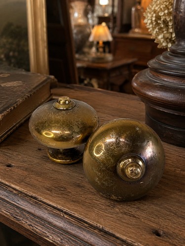 Pair ornate solid brass - pair,