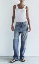Zara Blue Denim Jeans Patchwork Trousers Sold out Uk12