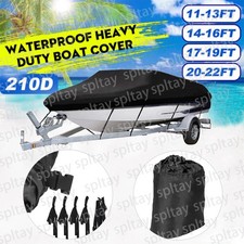 11-22ft Heavy Duty 210D Oxford Waterproof Trailerable Boat Cover V-hull Ski Bass