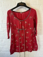White stuff burgundy red Owl bird tunic UK 14