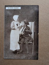 OLD POSTCARD MILITARY GIRL RED