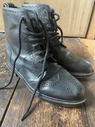 Black leather brogue boots 5 - black, boots-