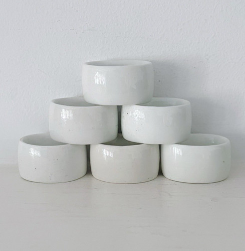 Ceramic napkin rings white - ceramic,
