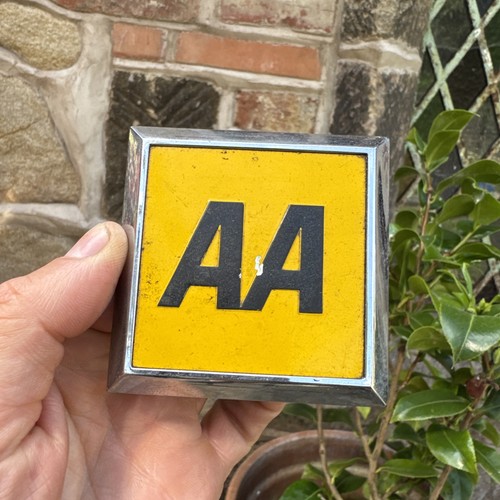 Vintage square car badge - vintage, aa