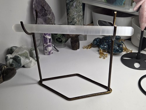 Selenite crystal ring stand - selenite,