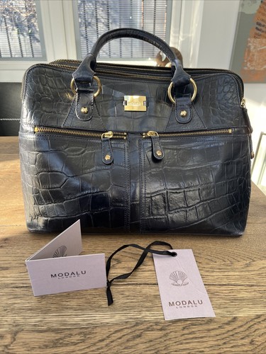 Modalu pippa navy croc handbag - pippa,