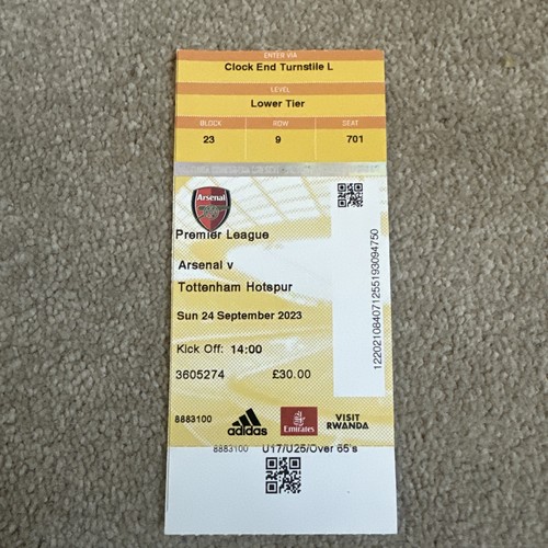 Arsenal spurs match ticket - spurs,
