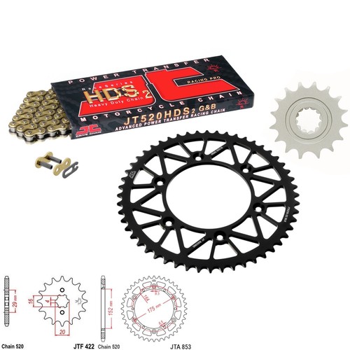 Yz125 chain and sprocket kit - yz125,