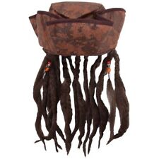 Caribbean Jack Sparrow Pirate Fancy Dress Hat With Dreadlocks Hair & Beads