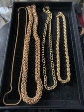 Vintage Collection Of 4 Heavy Gold Plated Chains 