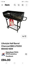 BBQ OPEN HALF BARREL DRUM USED TWICE AND DRY STORED INC LIGHTER FLUID