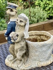 Rare Meerkat Figurine, Wedding Statue, Wildlife Sculpture Plant Pot