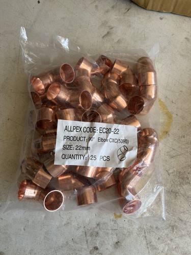 25x 22mm end - end, elbows