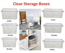 Clear Plastic Storage Boxes Stackable Stacking Space Saving Master With Lid     