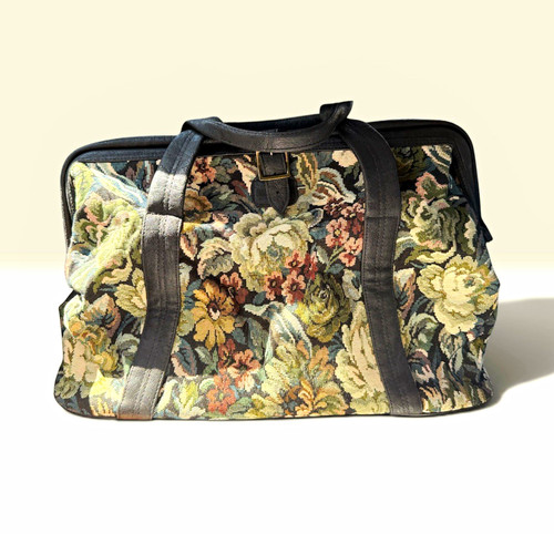 Vintage floral tapestry duffle - floral,