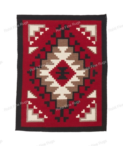 Handwoven wool navajo rug - handwoven,