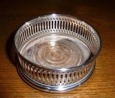 Silver Wine Bottle Coaster by R Hodd & Son, assayed London 1976