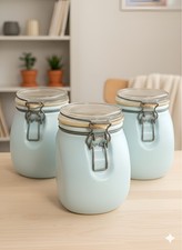 Nigella Lawson Duck Egg Blue Ceramic Clip-Top Storage Jars – Set of 3