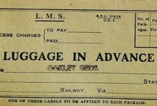 GB LMS RAILWAY *Collected Luggage* Memo{2} Beds OAKLEY STATION Handstamps CZ91