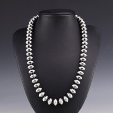 NATIVE AMERICAN NAVAJO STERLING SILVER BEAD NECKLACE BY TASHEENA LONG