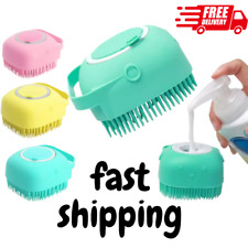 Silicone Pet Brush Massage Bath Brush for Dogs Cat Scrubber Shampoo Dispenser UK