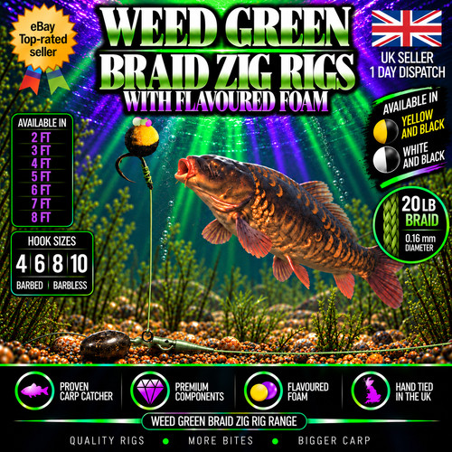 Pre tied carp rigs weed - carp, rigs,