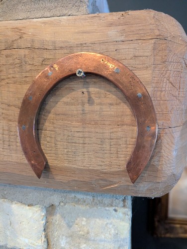 Copper horseshoe with - , nails