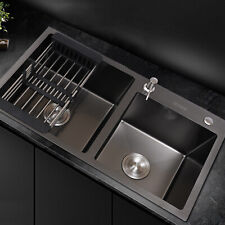 Large Deep Double Bowl Sink Stainless Steel Kitchen Undermount Drop-in Sink