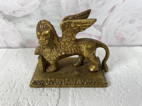 Vintage brass winged lion - brass,