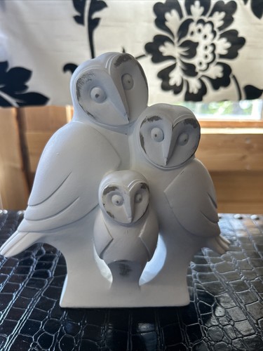 White wood owl family - white,