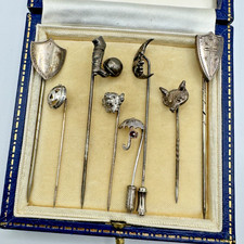 Job Lot of Vintage & Antique Silver and White Metal Stick Pins – 14.5g