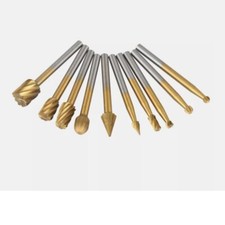 10Pcs HSS Routing Wood Carving Tools Rotary Drill File Router Bit For Dremel
