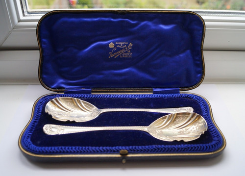 Antique silver pair serving - antique,