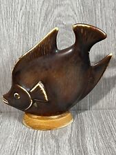 Rorstrand Sweden-Gunnar Nyland-Pottery Fish-Oak Stand-Mid Century Ornament