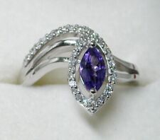 18ct White Gold Tanzanite And Diamond Snake Style Dress Ring Size M.1/2 - 22756