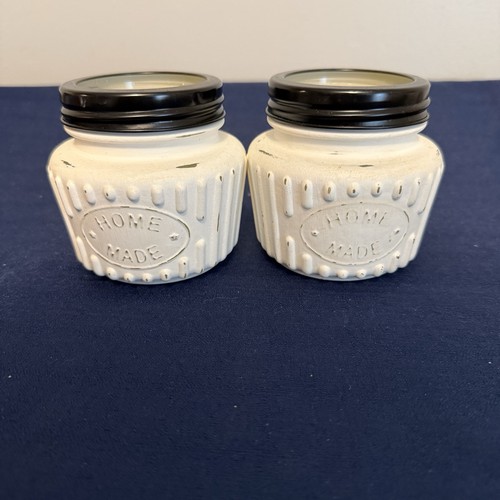 White stoneware canister with - canister,