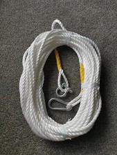 100FT OF NEW 10MM ROPE WHITE ANCHOR BOAT MOORING WITH 10MM SNAP HOOK & SHACKLE B