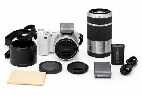 White sony alpha nex with - white,