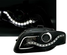 For Audi A4 B7 8E 2004-2007 Eagle Eyes Headlight Black LED Running Light