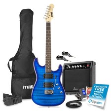 Wireless Electric Guitar Package with Amplifier, Accessories Quilt Top Dark Blue
