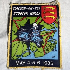 Clacton On Sea Scooter Rally 1985 Patch Fabric 12cm X 15cm Vintage 