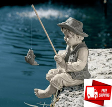 Pond Accent Boy Fishing Statue
