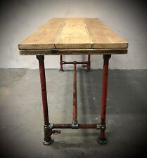 Red Industrial Sprinkler Scaffold Board Reclaimed Dining Desk Table