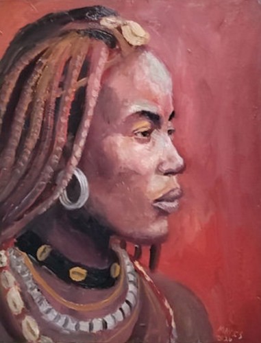 Original oil canvas african - ,