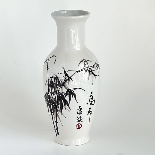 Asian vase bamboo - asian, white