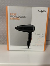 Babyliss Travel Dry 2000W  Fast Worldwide Drying Folding Handle Lightweight Bnib