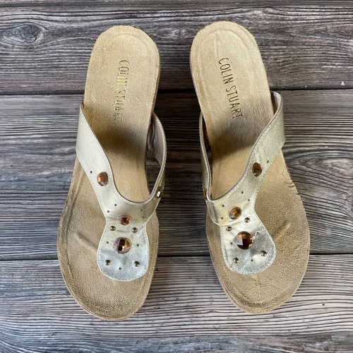Colin stuart gold wedge - gold, thong