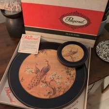 Pimpernel Deluxe Boxed Round Table 4 Place Mats and 4 Coasters - Peacock Design 