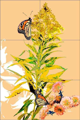 Butterfly tile mural - tile, evelia